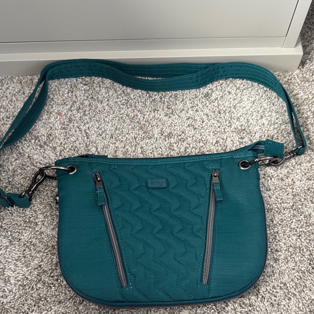 Lug Teal Crossbody Bag with Zippered Pockets